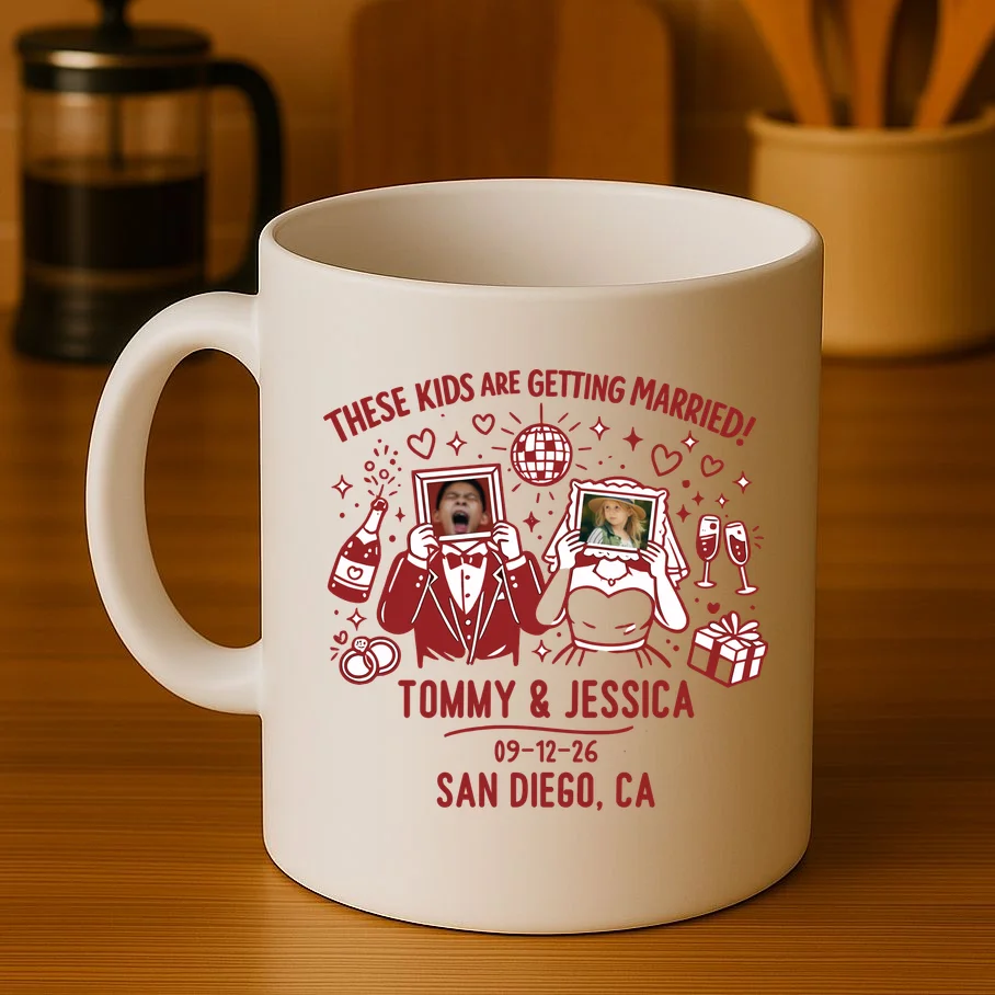 These Kids Are Getting Married Personalized Wedding Coffee Mug - Front 3