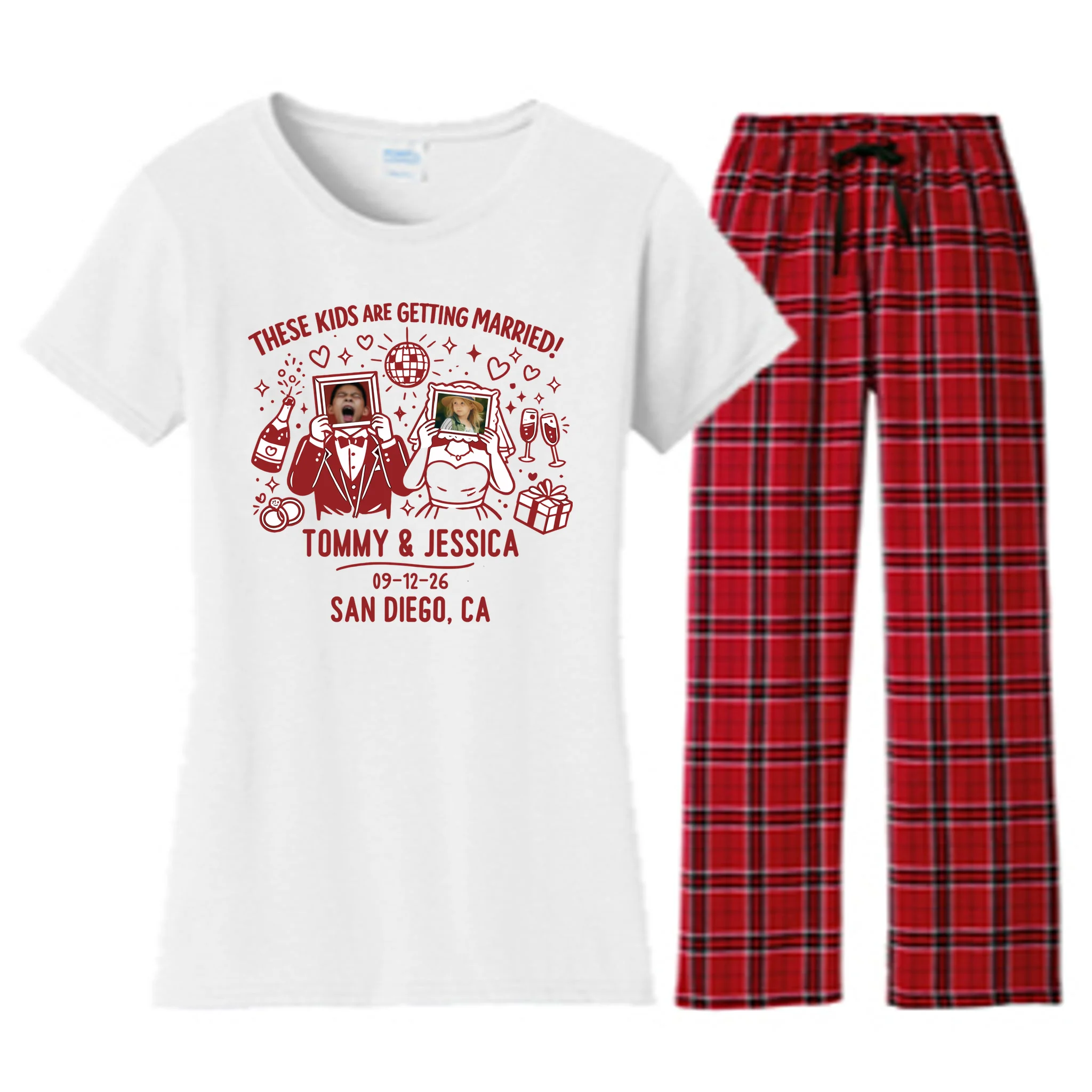 These Kids Are Getting Married Personalized Wedding Women's Flannel Pajama Set - Front