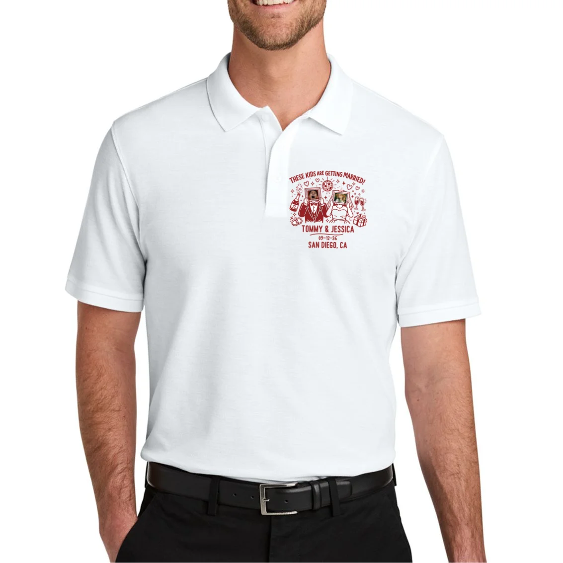 These Kids Are Getting Married Personalized Wedding Men's Polo - Front 1