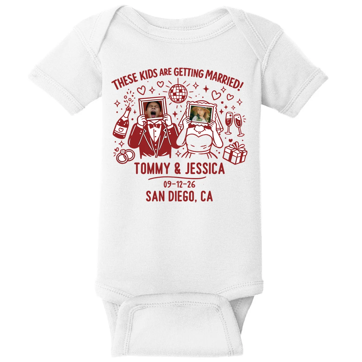 These Kids Are Getting Married Personalized Wedding Baby Bodysuit - Front