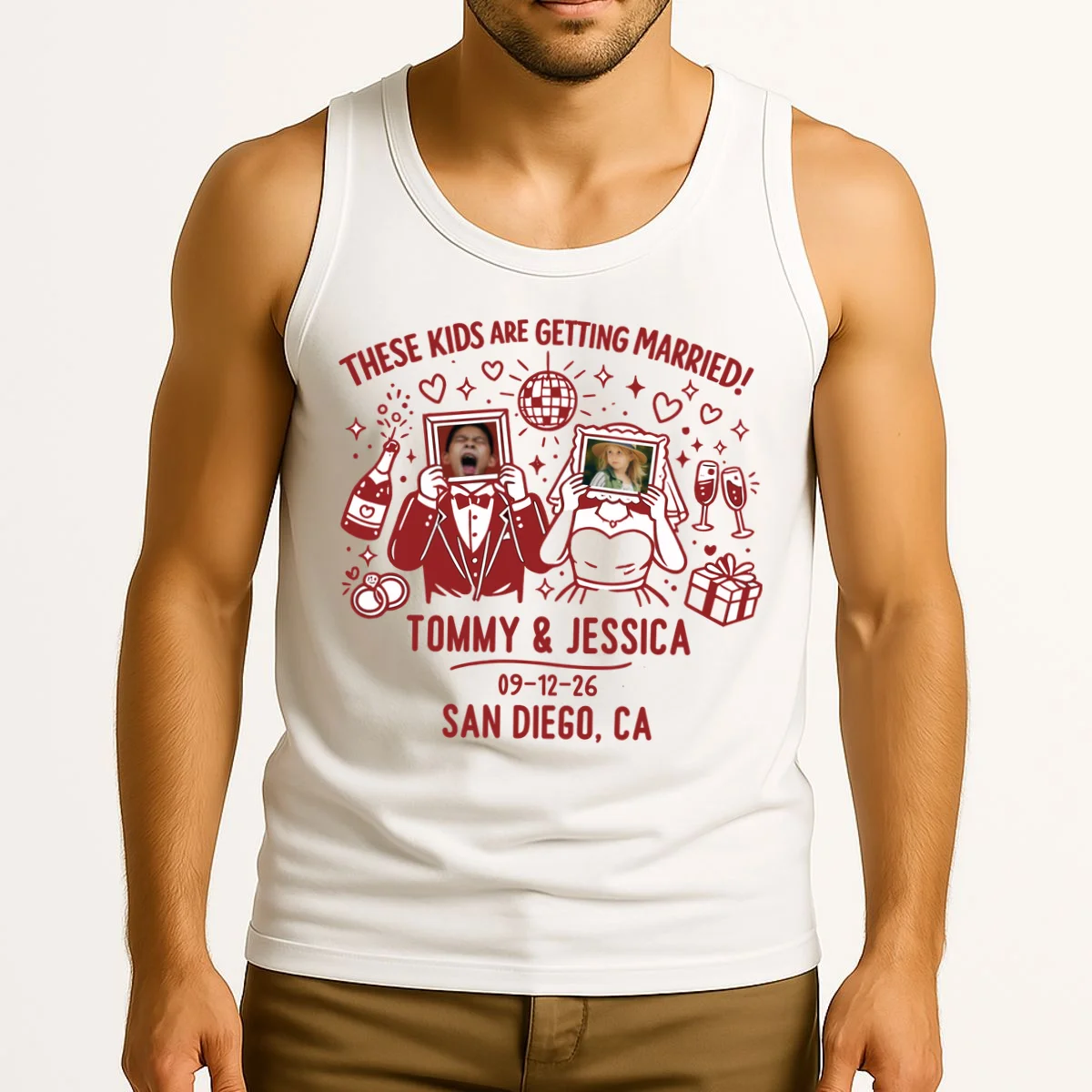 These Kids Are Getting Married Personalized Wedding Tank Top - Front 2