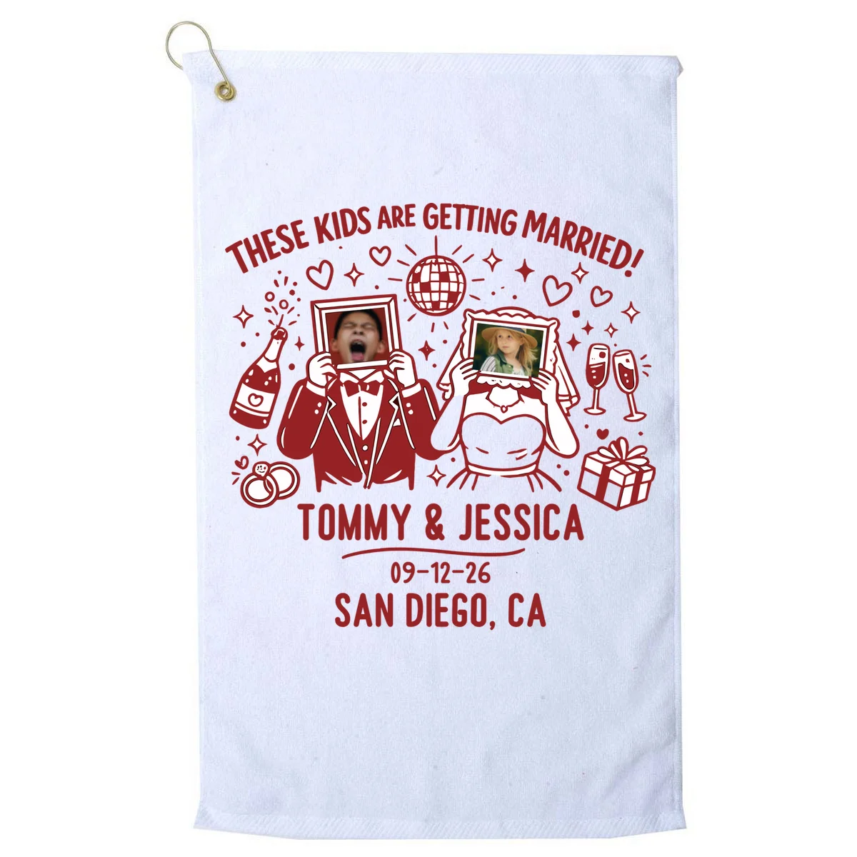 These Kids Are Getting Married Personalized Wedding Golf Towel - Front