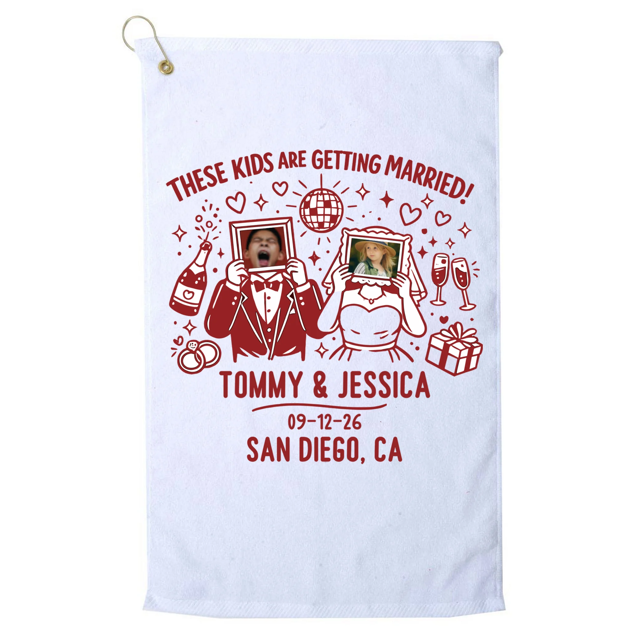 These Kids Are Getting Married Personalized Wedding Golf Towel - Front