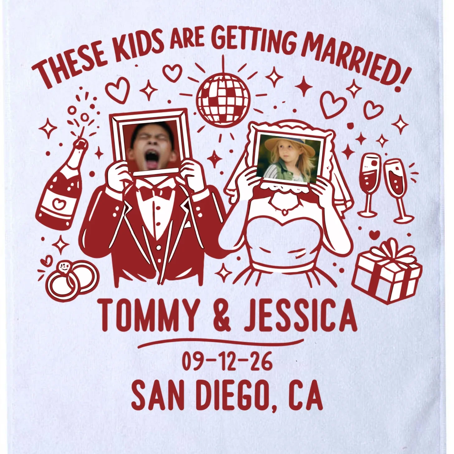 These Kids Are Getting Married Personalized Wedding Golf Towel - Front - Close-up