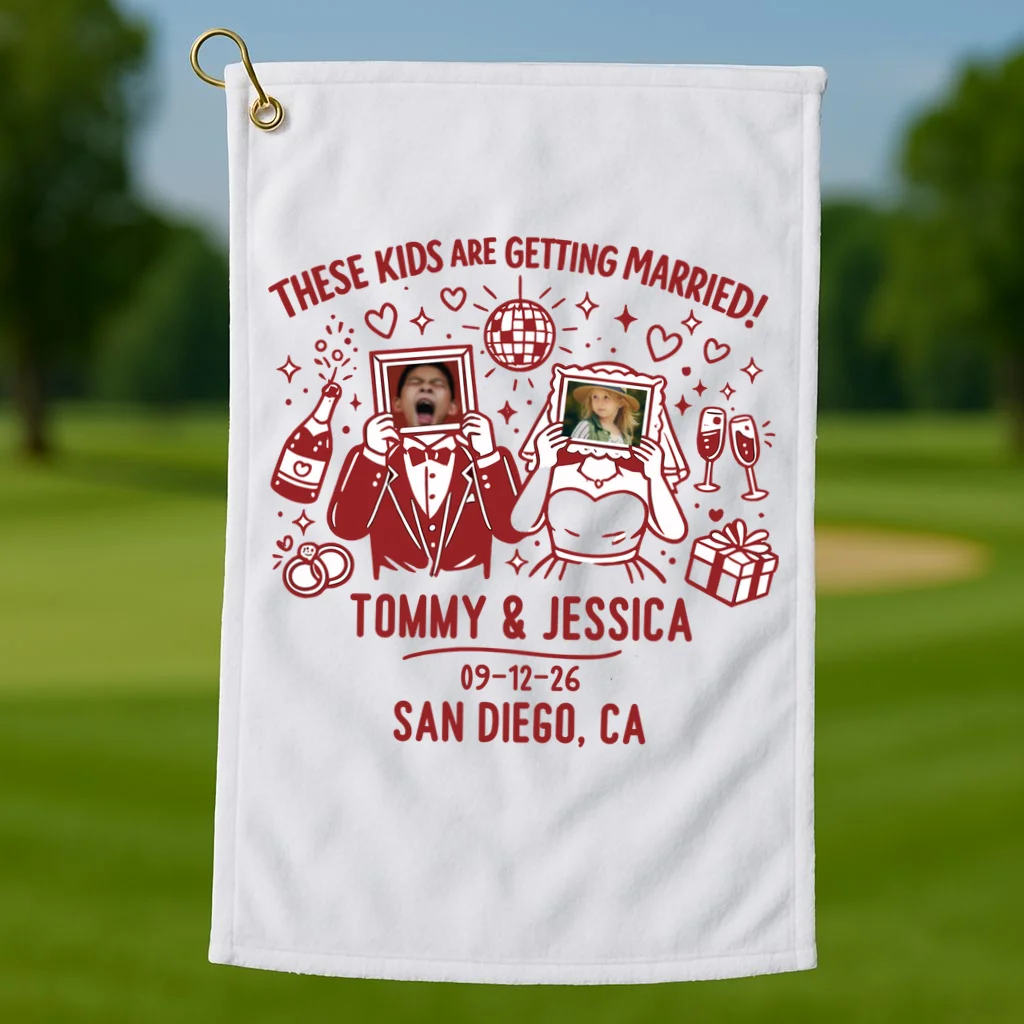 These Kids Are Getting Married Personalized Wedding Golf Towel - Front 1