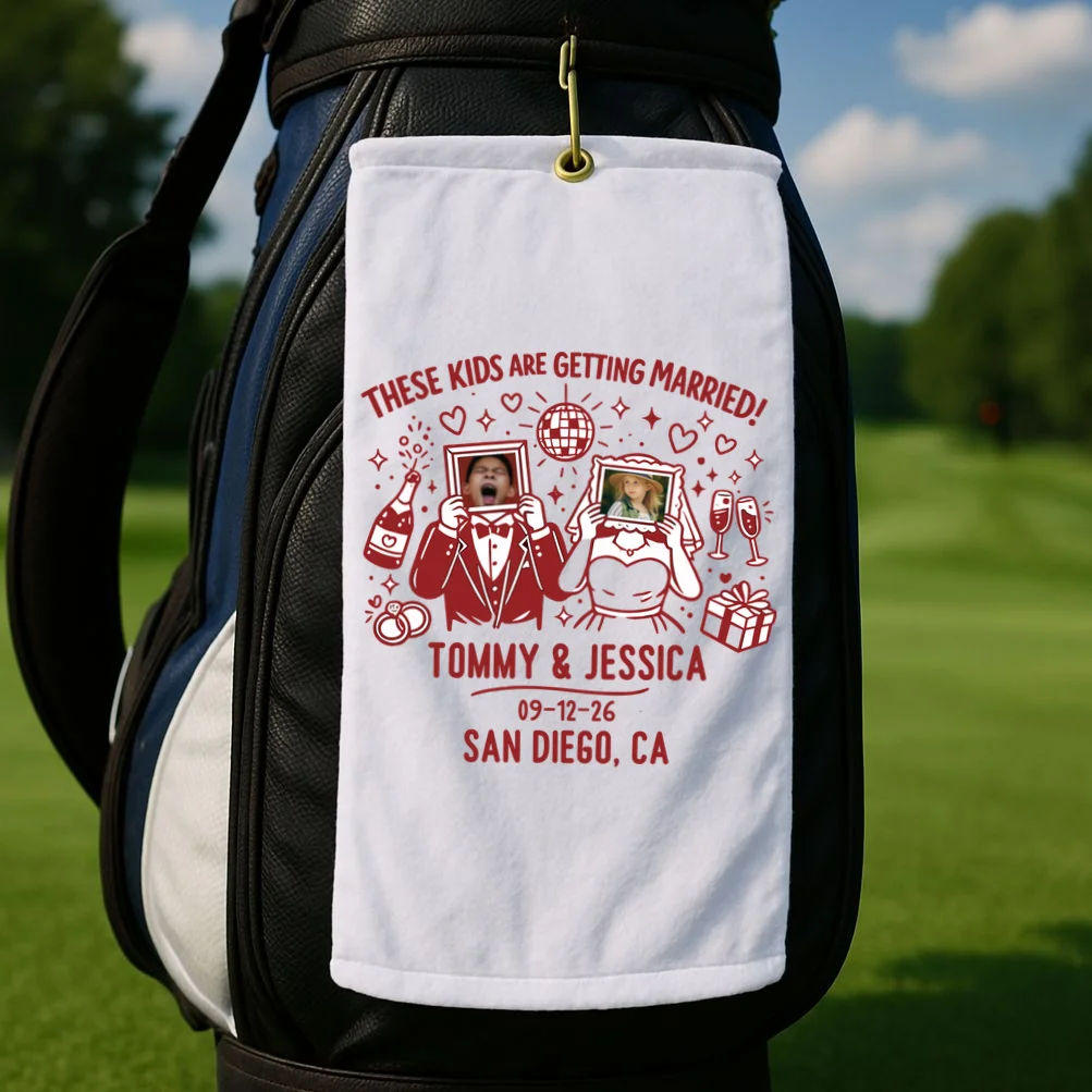 These Kids Are Getting Married Personalized Wedding Golf Towel - Front 2