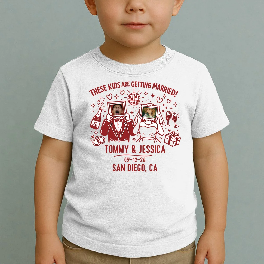 These Kids Are Getting Married Personalized Wedding Toddler T-Shirt - Front 1