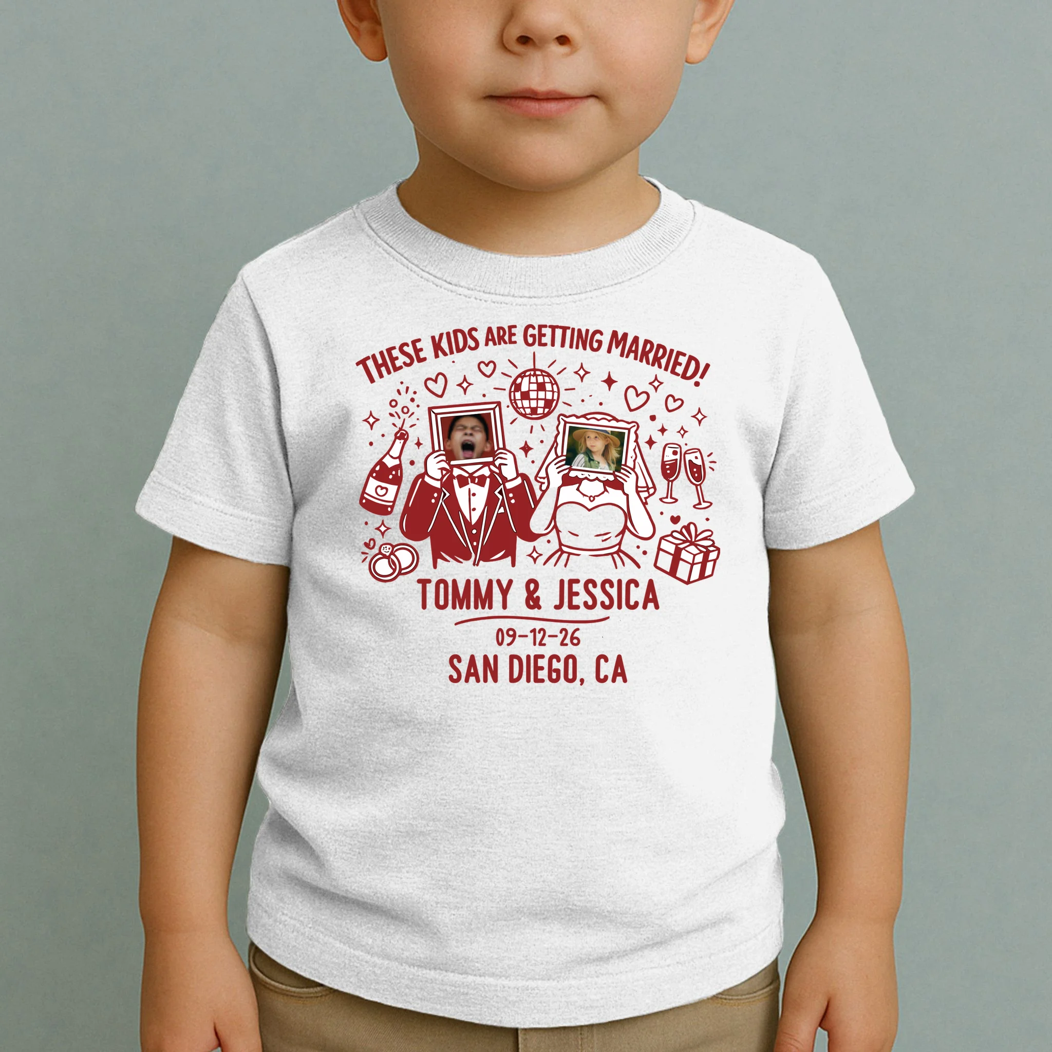 These Kids Are Getting Married Personalized Wedding Toddler T-Shirt - Front 1