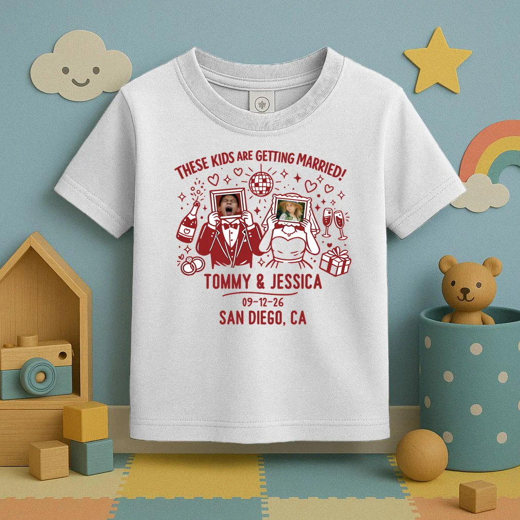 These Kids Are Getting Married Personalized Wedding Toddler T-Shirt - Front 2