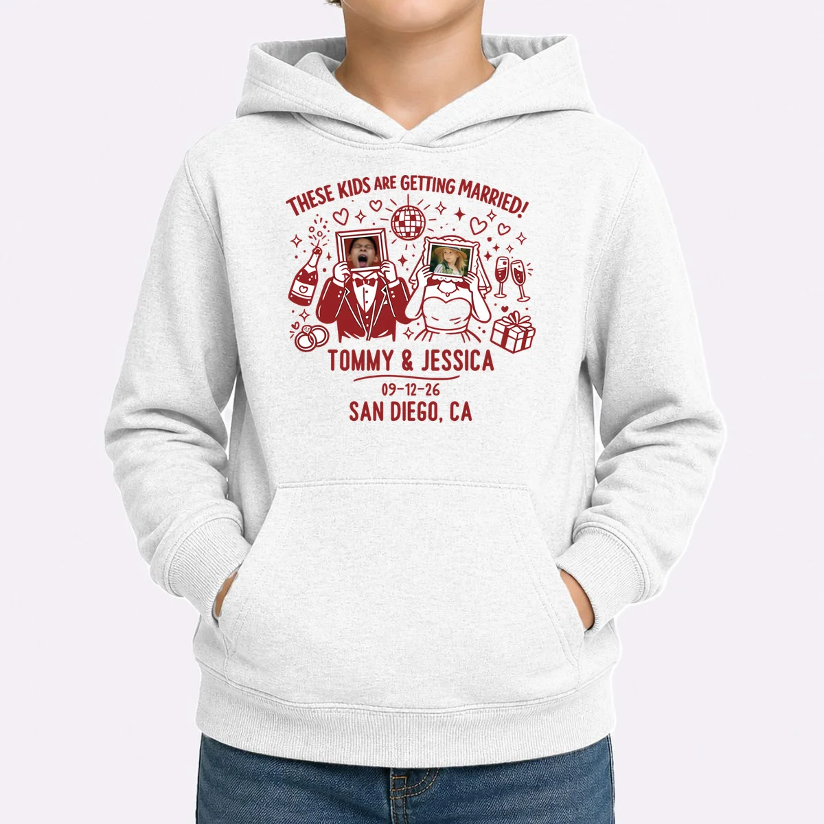 These Kids Are Getting Married Personalized Wedding Kids Hoodie - Front 1