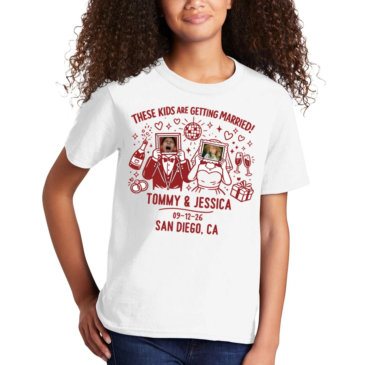 These Kids Are Getting Married Personalized Wedding Kids T-Shirt - Front 1