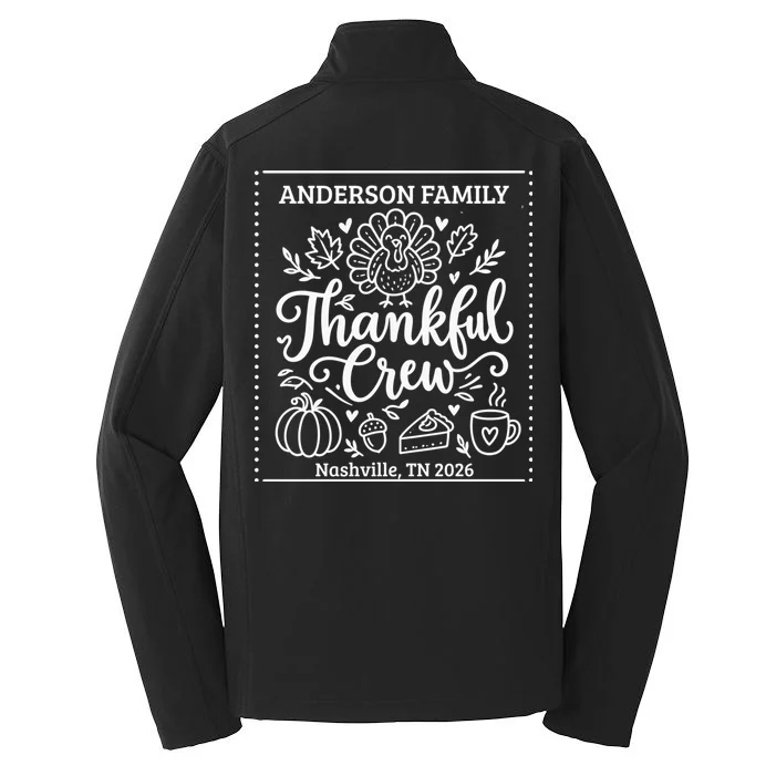 Thanksgiving Family Matching Personalized Name & Location Gift - Thankful Crew Custom Family Design Men's Soft Jacket - Back - Close-up
