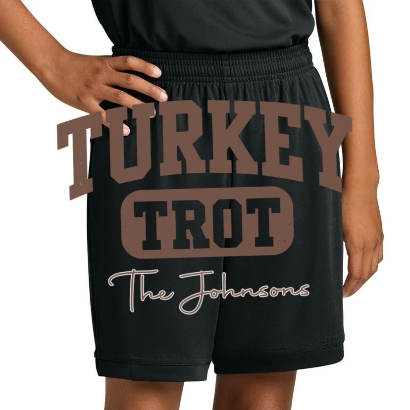 Turkey Trot Personalized Family Name Custom Gift - Thanksgiving Family Text Design Kids Shorts - Front 1