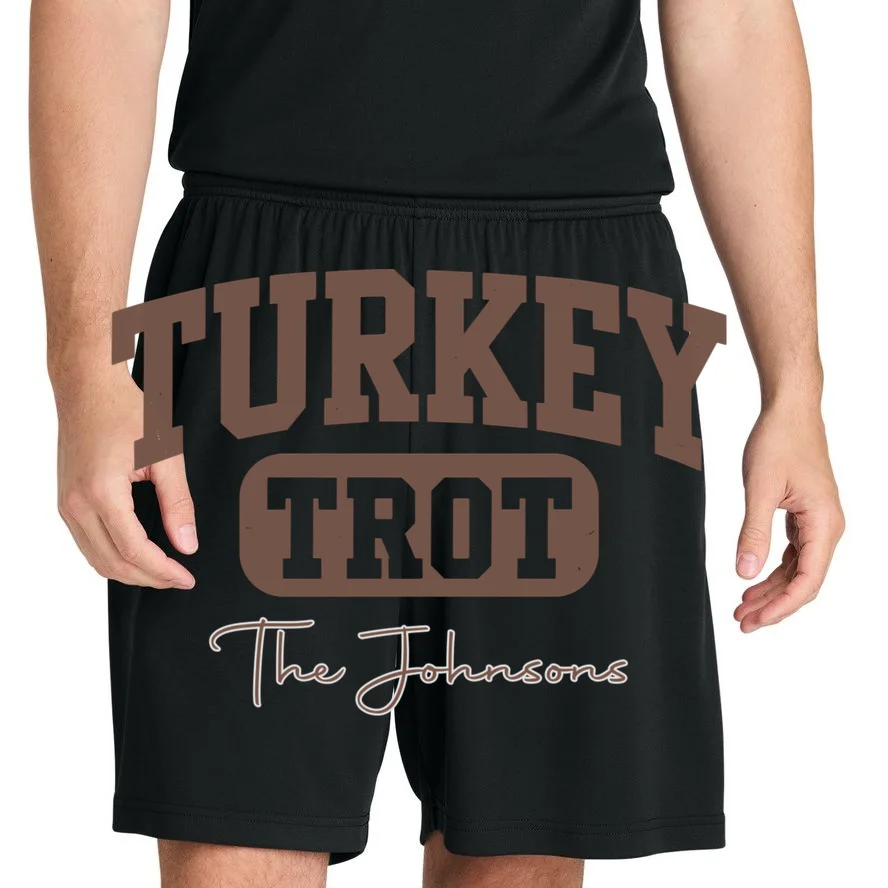 Turkey Trot Personalized Family Name Custom Gift - Thanksgiving Family Text Design Men's Shorts - Front 1