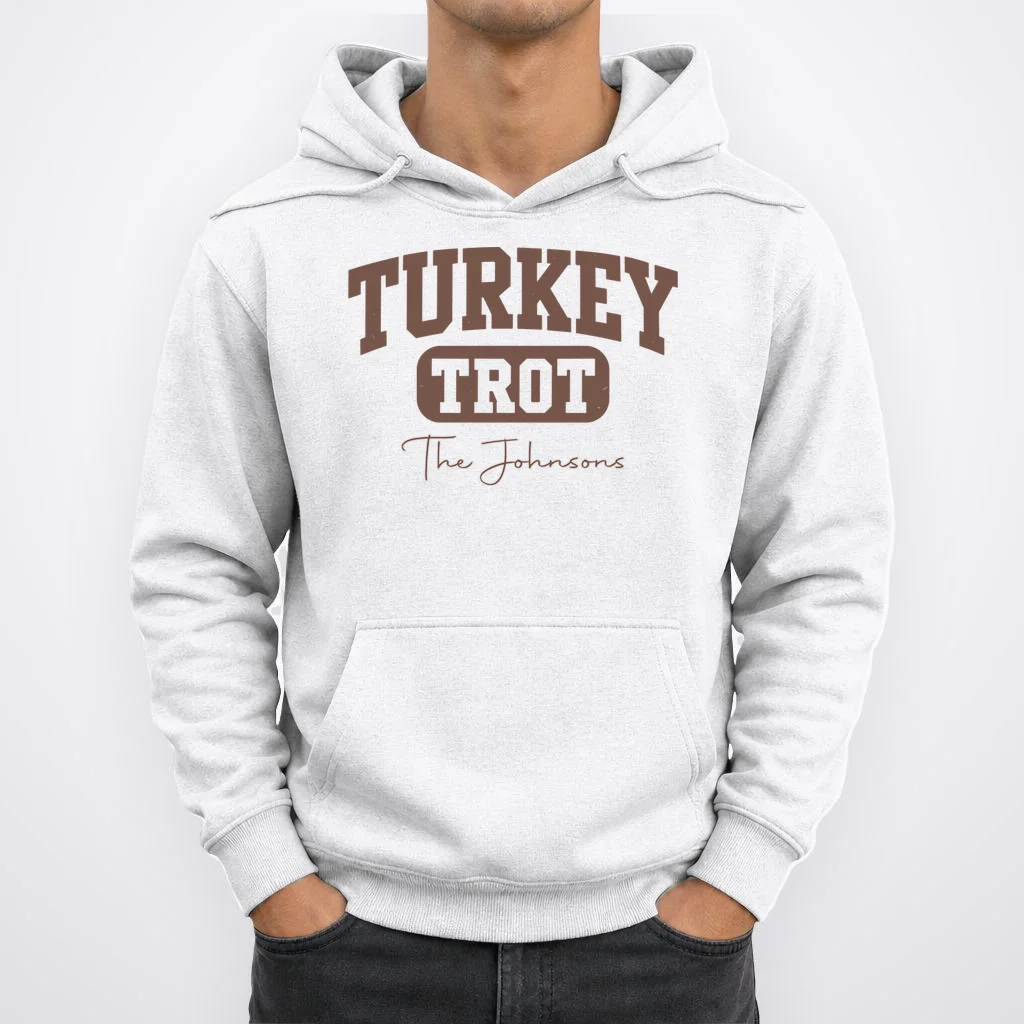 Turkey Trot Personalized Family Name Custom Gift - Thanksgiving Family Text Design Men's Hoodie - Front 1
