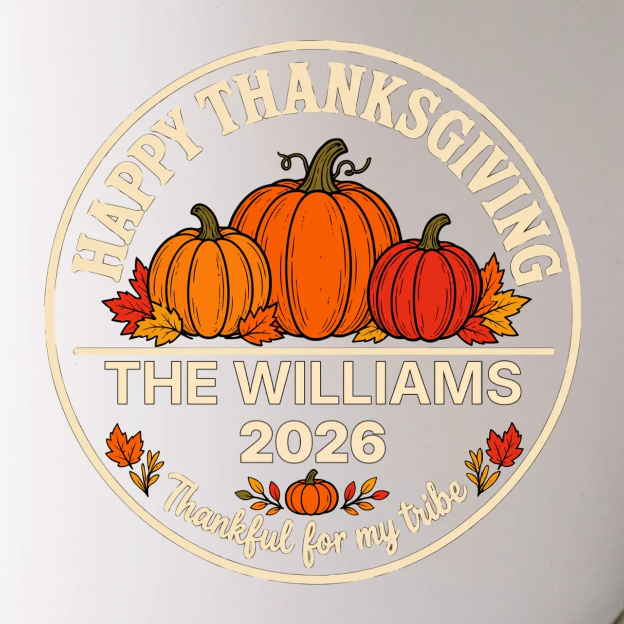 Thanksgiving Family Name & Year Personalized Pumpkin Gift - Thanksgiving pumpkin theme celebrates family, gratitude, and autumn traditions Mug - Front - Close-up