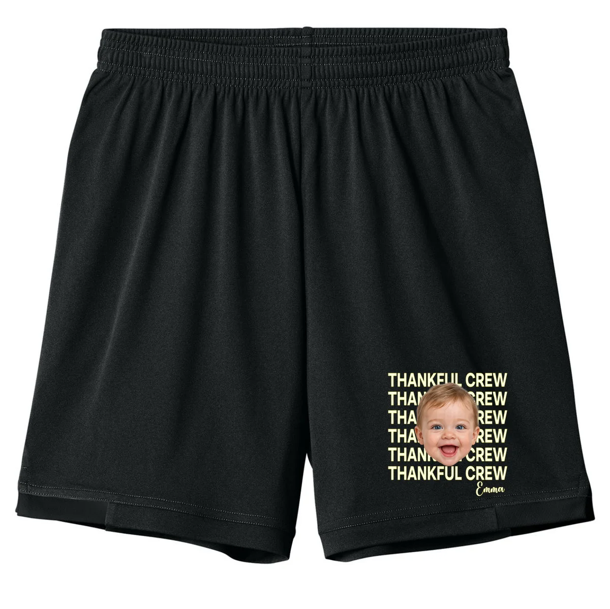 Thankful Crew Personalized Photo & Name Gift - Thankful family crew theme gift Kids Shorts - Front