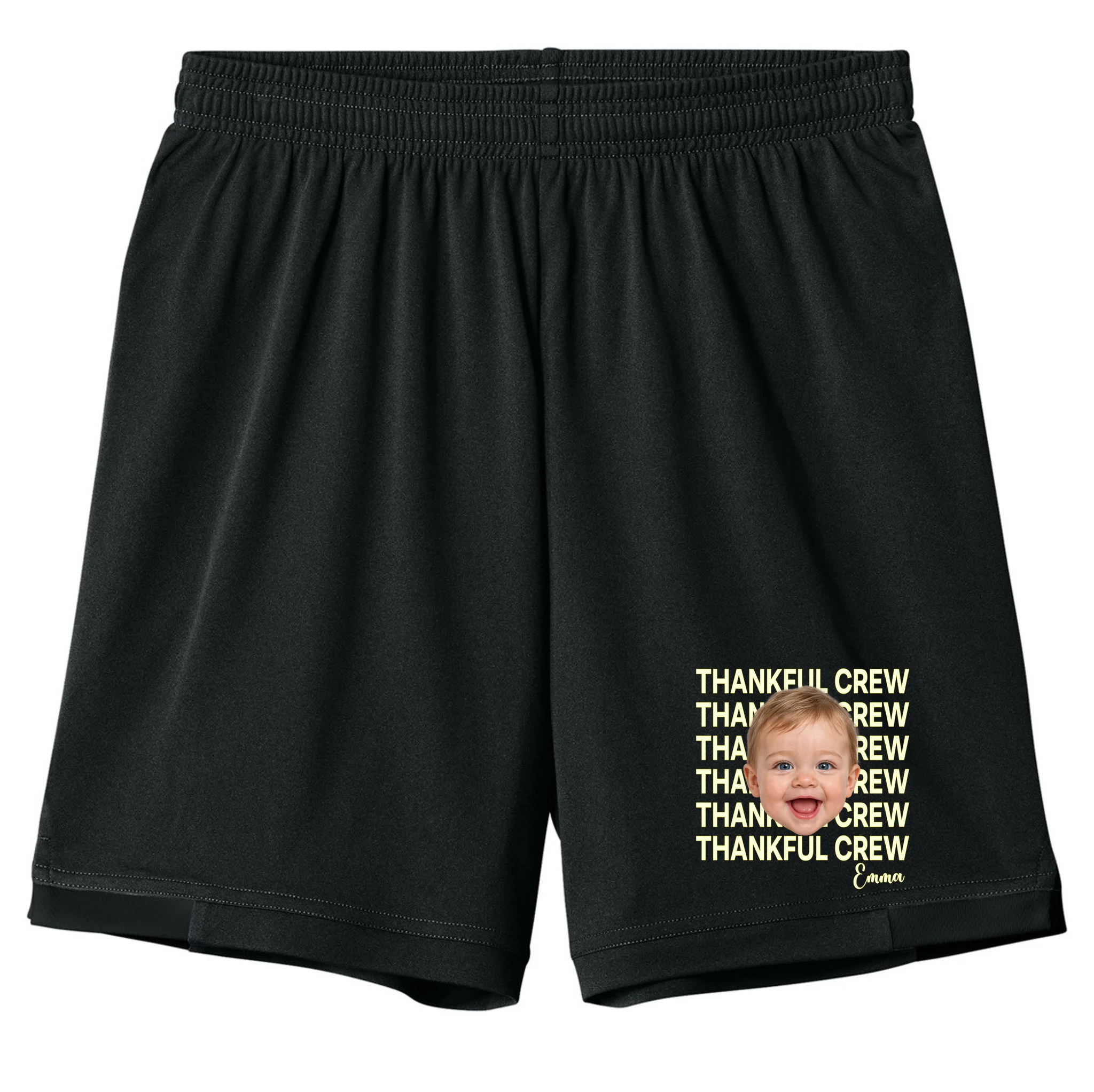 Thankful Crew Personalized Photo & Name Gift - Thankful family crew theme gift Kids Shorts - Front