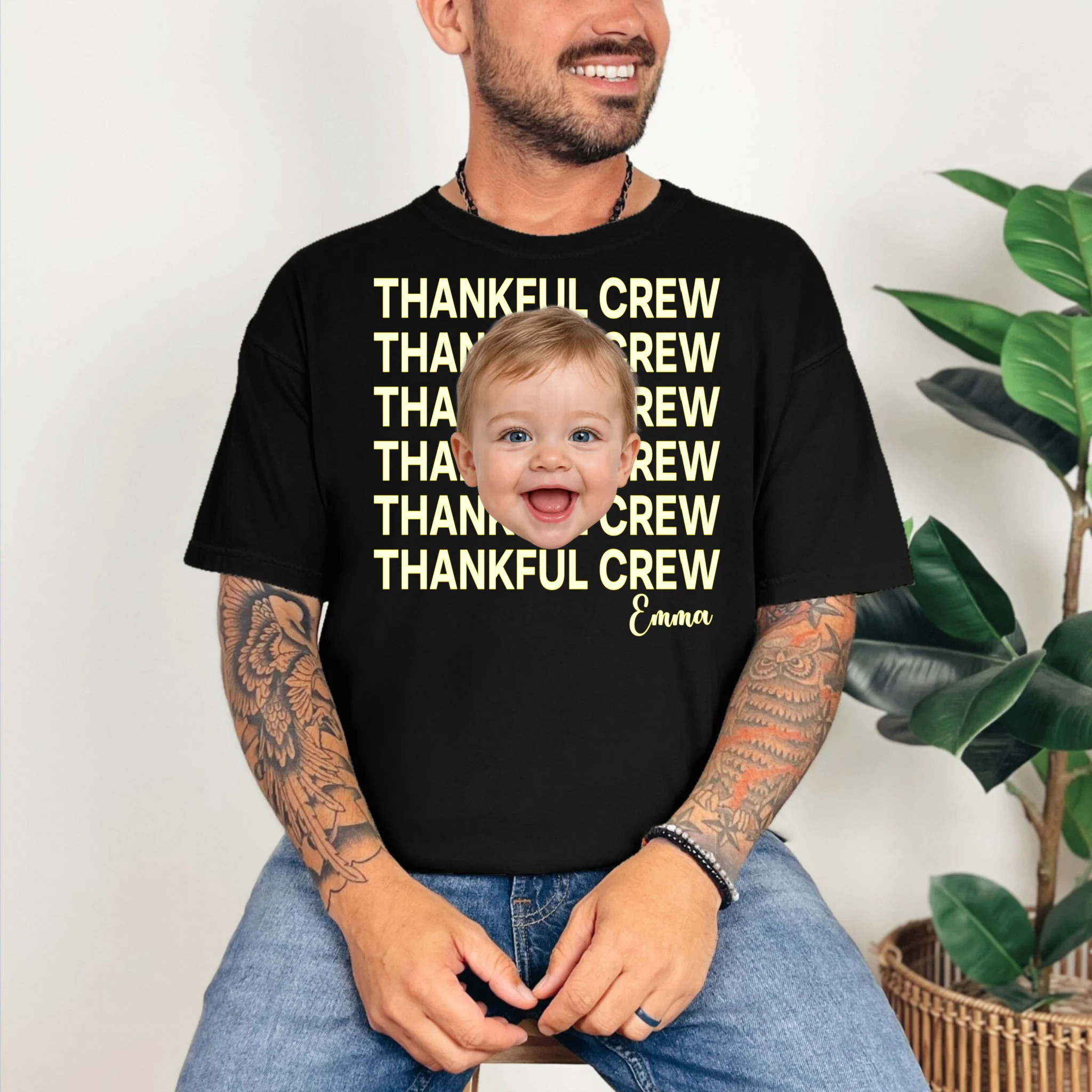 Thankful Crew Personalized Photo & Name Gift - Thankful family crew theme gift Comfort Colors Unisex T-Shirt - Front 2