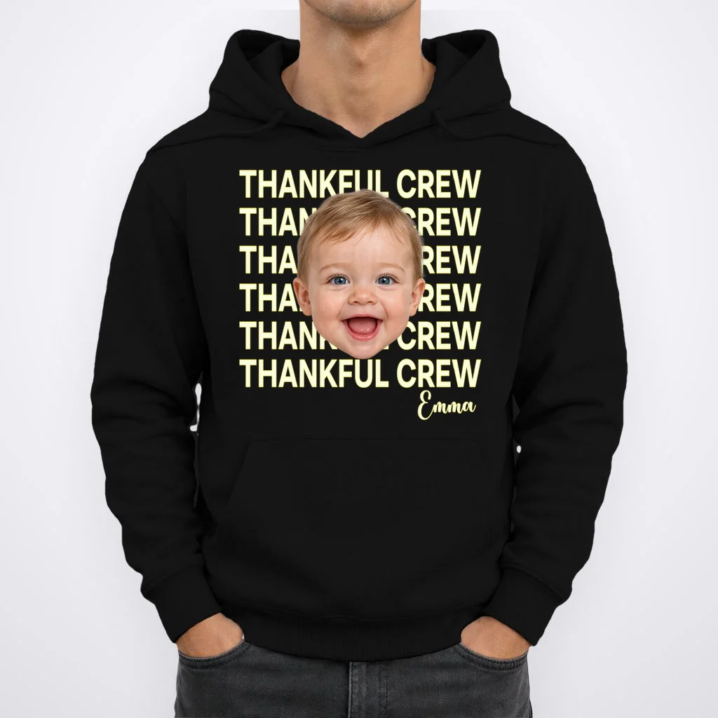 Thankful Crew Personalized Photo & Name Gift - Thankful family crew theme gift Men's Hoodie - Front 1