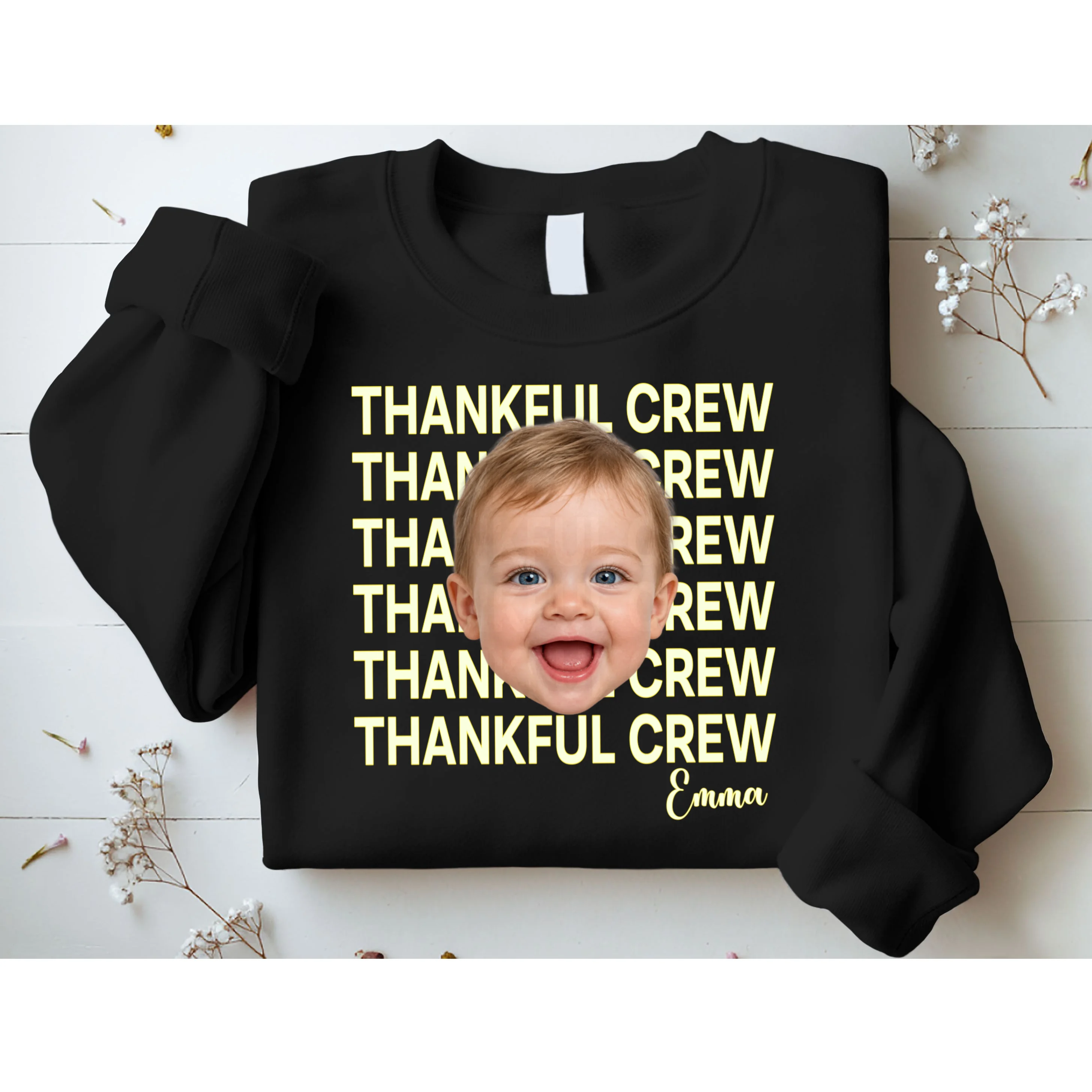Thankful Crew Personalized Photo & Name Gift - Thankful family crew theme gift Men's Sweatshirt - Front 1