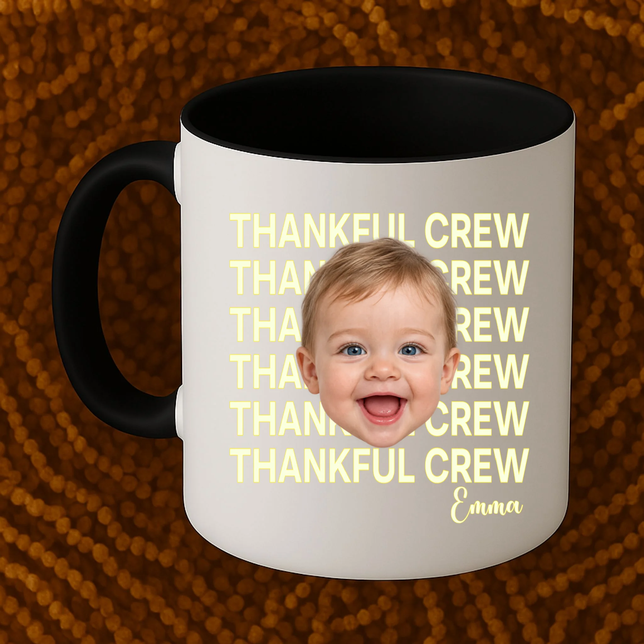 Thankful Crew Personalized Photo & Name Gift - Thankful family crew theme gift Mug - Front 1