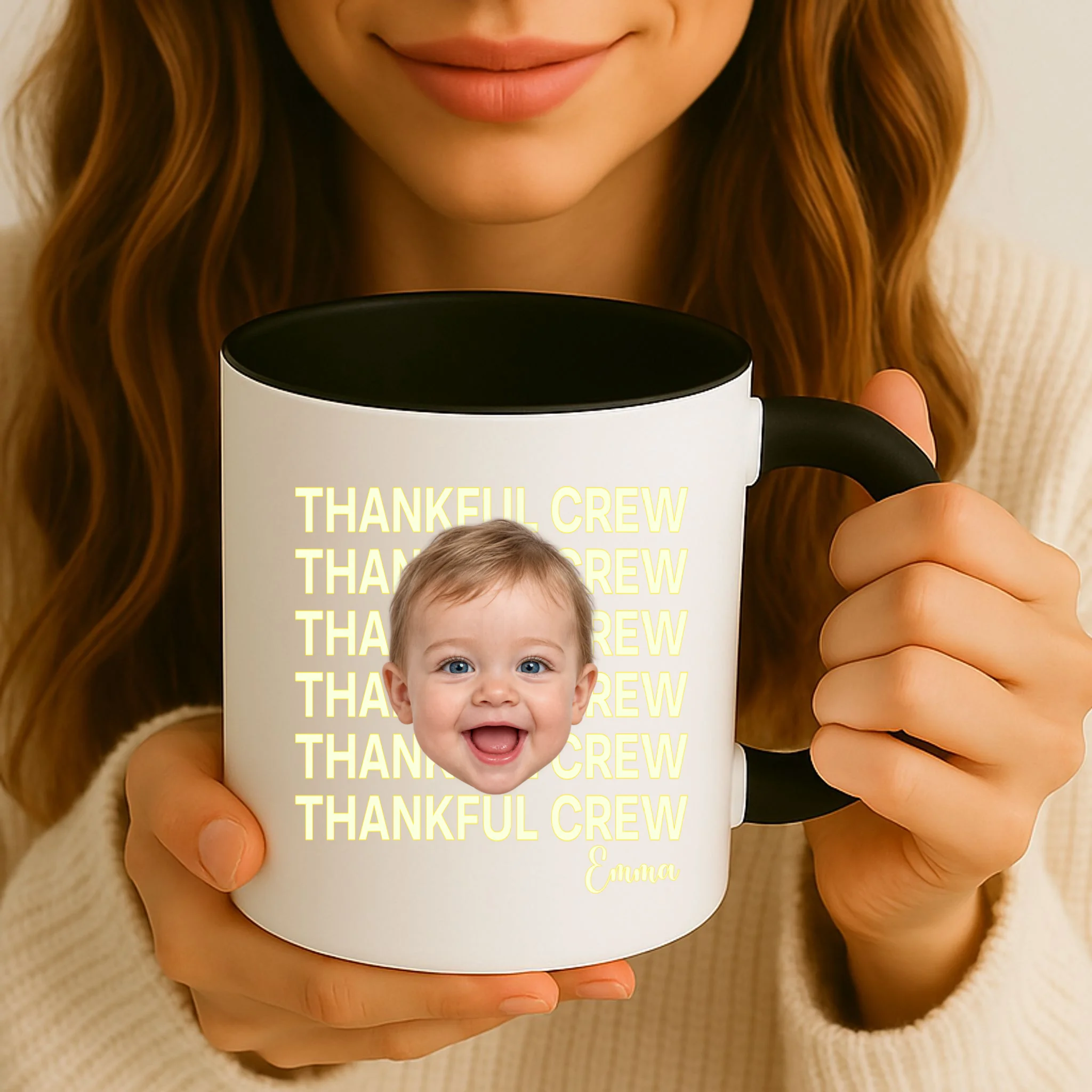 Thankful Crew Personalized Photo & Name Gift - Thankful family crew theme gift Mug - Front 2