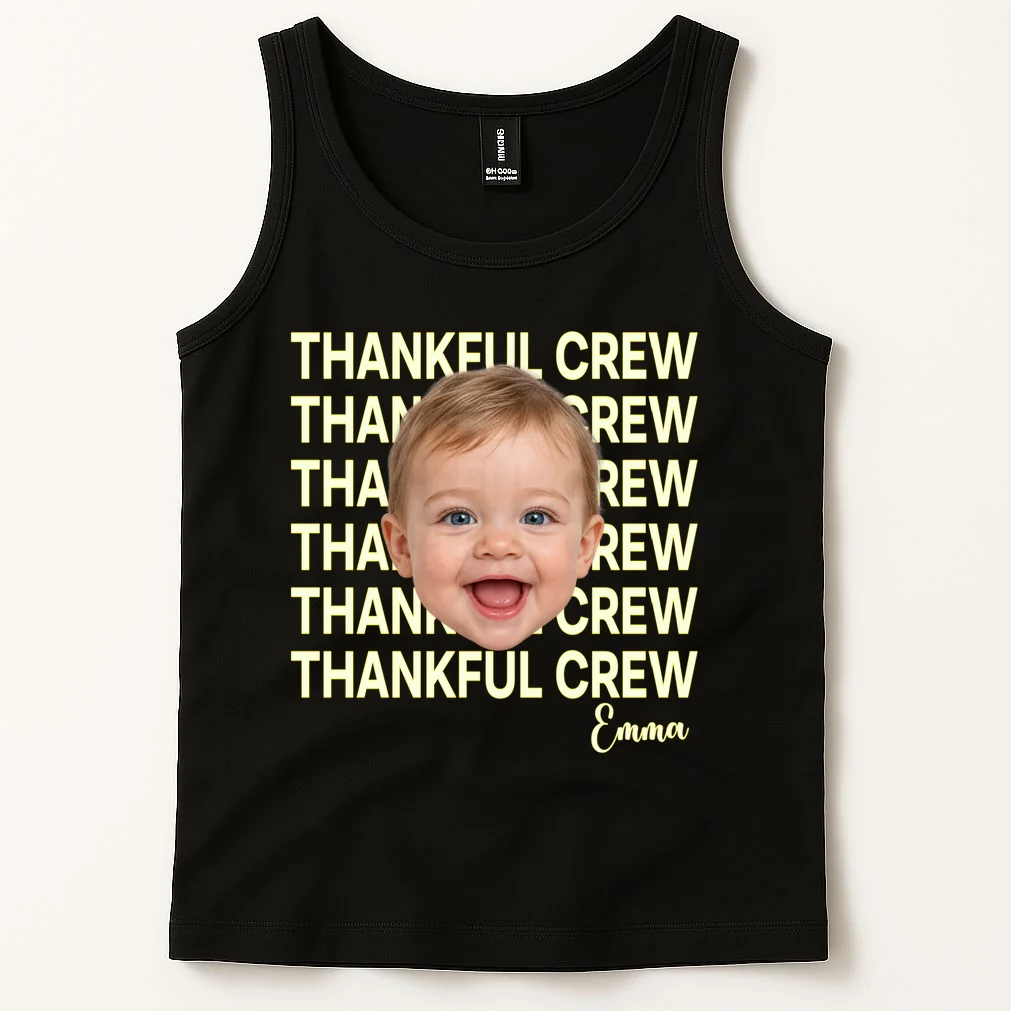 Thankful Crew Personalized Photo & Name Gift - Thankful family crew theme gift Men's Tank Top - Front 1