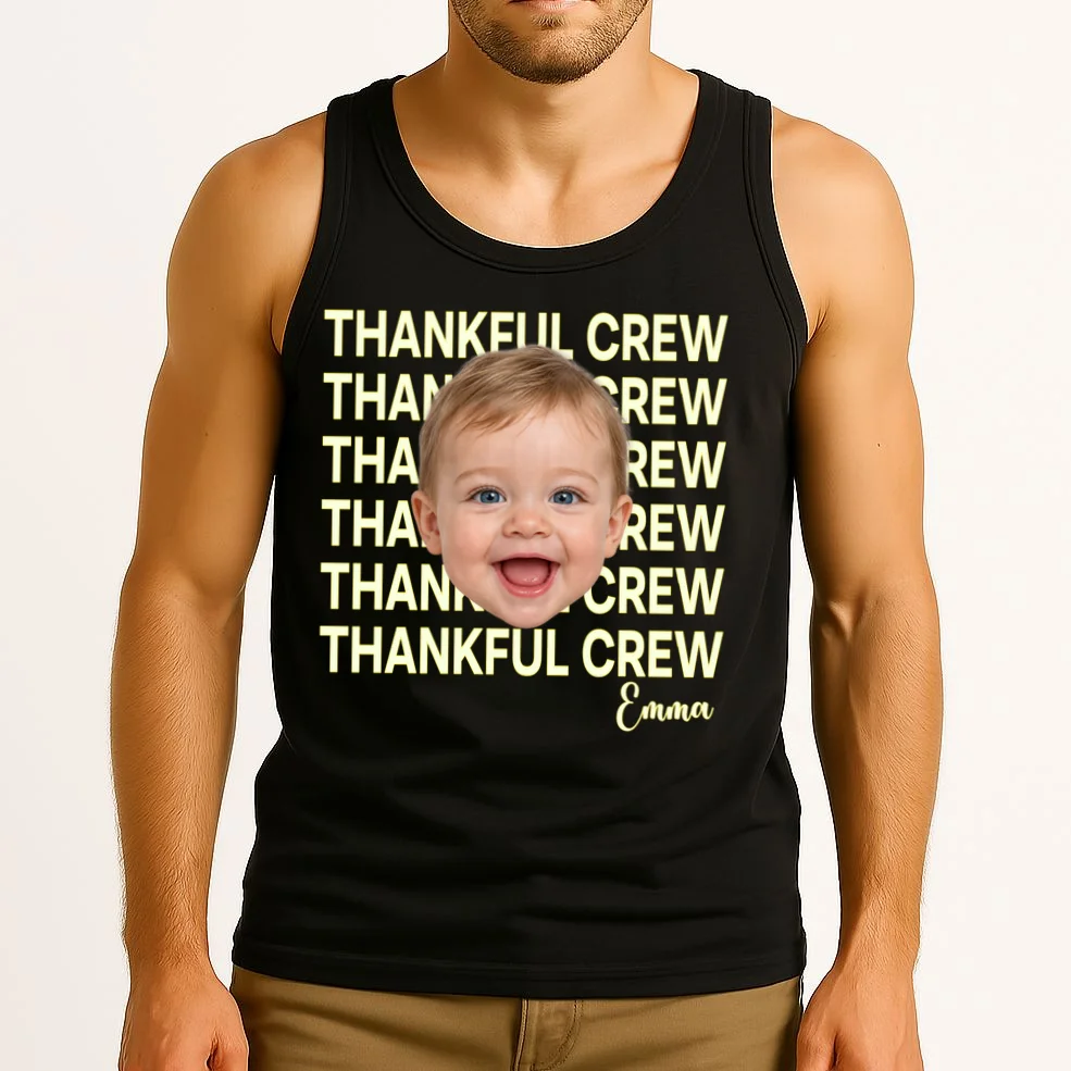 Thankful Crew Personalized Photo & Name Gift - Thankful family crew theme gift Men's Tank Top - Front 2