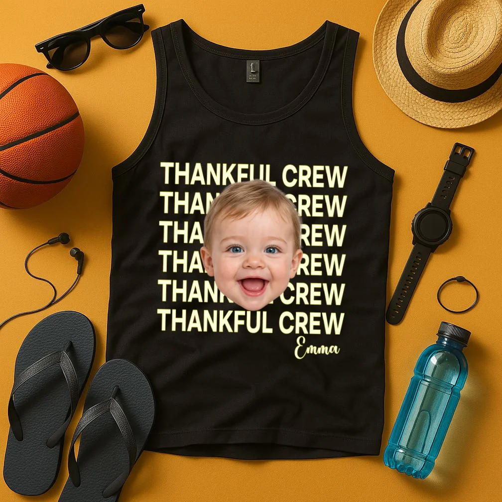 Thankful Crew Personalized Photo & Name Gift - Thankful family crew theme gift Men's Tank Top - Front 3