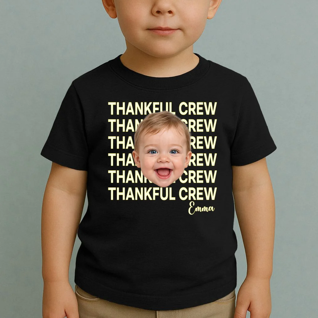 Thankful Crew Personalized Photo & Name Gift - Thankful family crew theme gift Toddler T-Shirt - Front 1