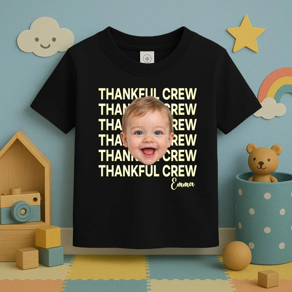 Thankful Crew Personalized Photo & Name Gift - Thankful family crew theme gift Toddler T-Shirt - Front 2