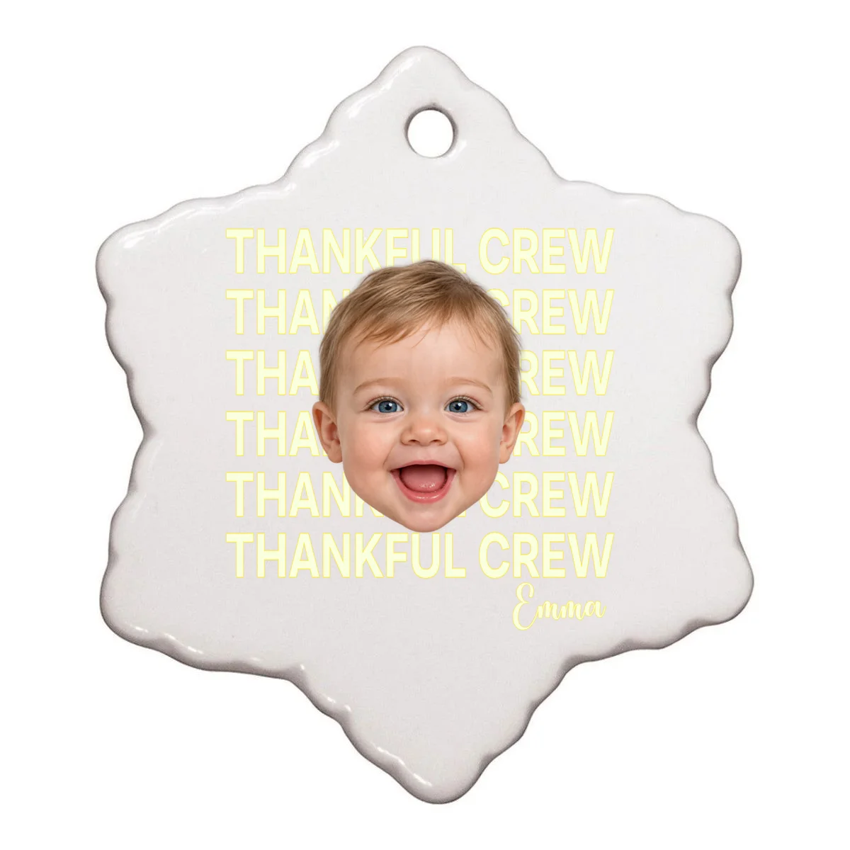 Thankful Crew Personalized Photo & Name Gift - Thankful family crew theme gift Ornament - Front