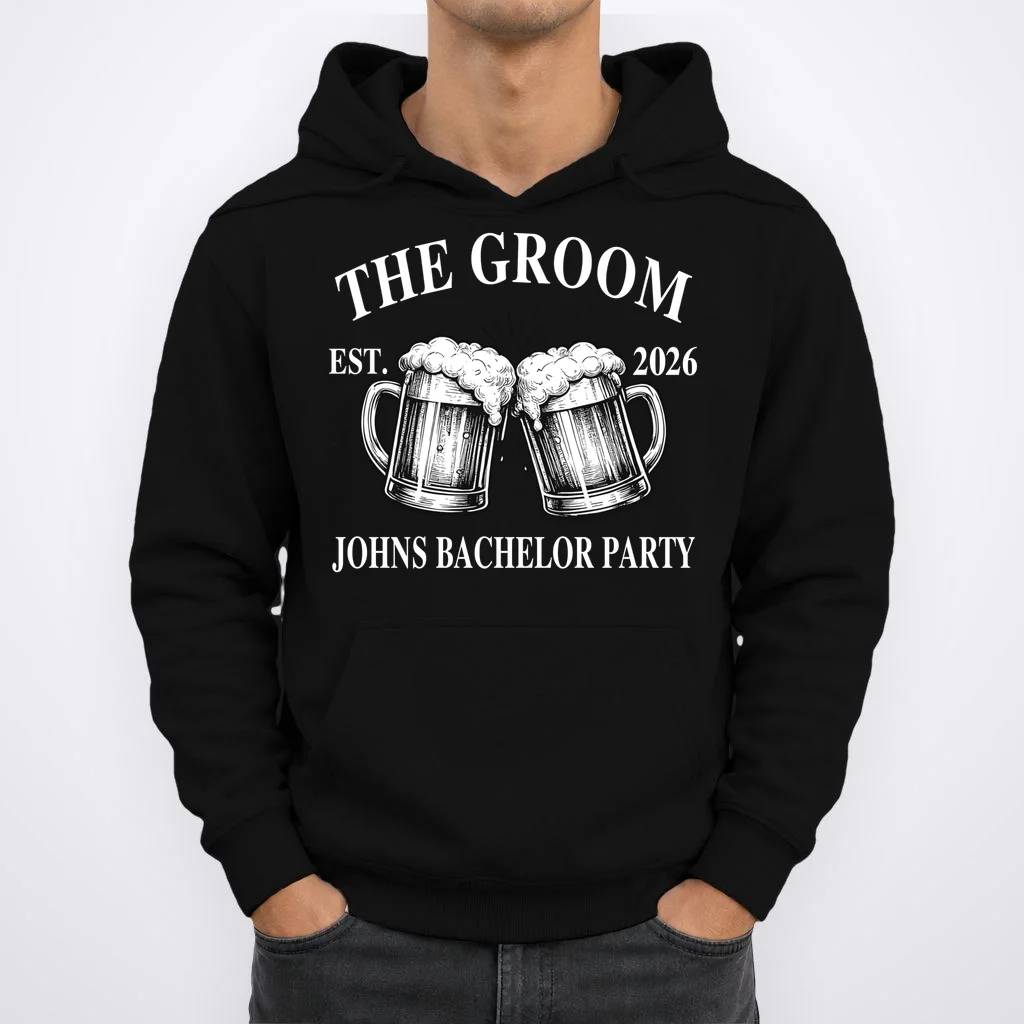 Custom Bachelor Party Beer Mug Personalized Hoodie - Front 1