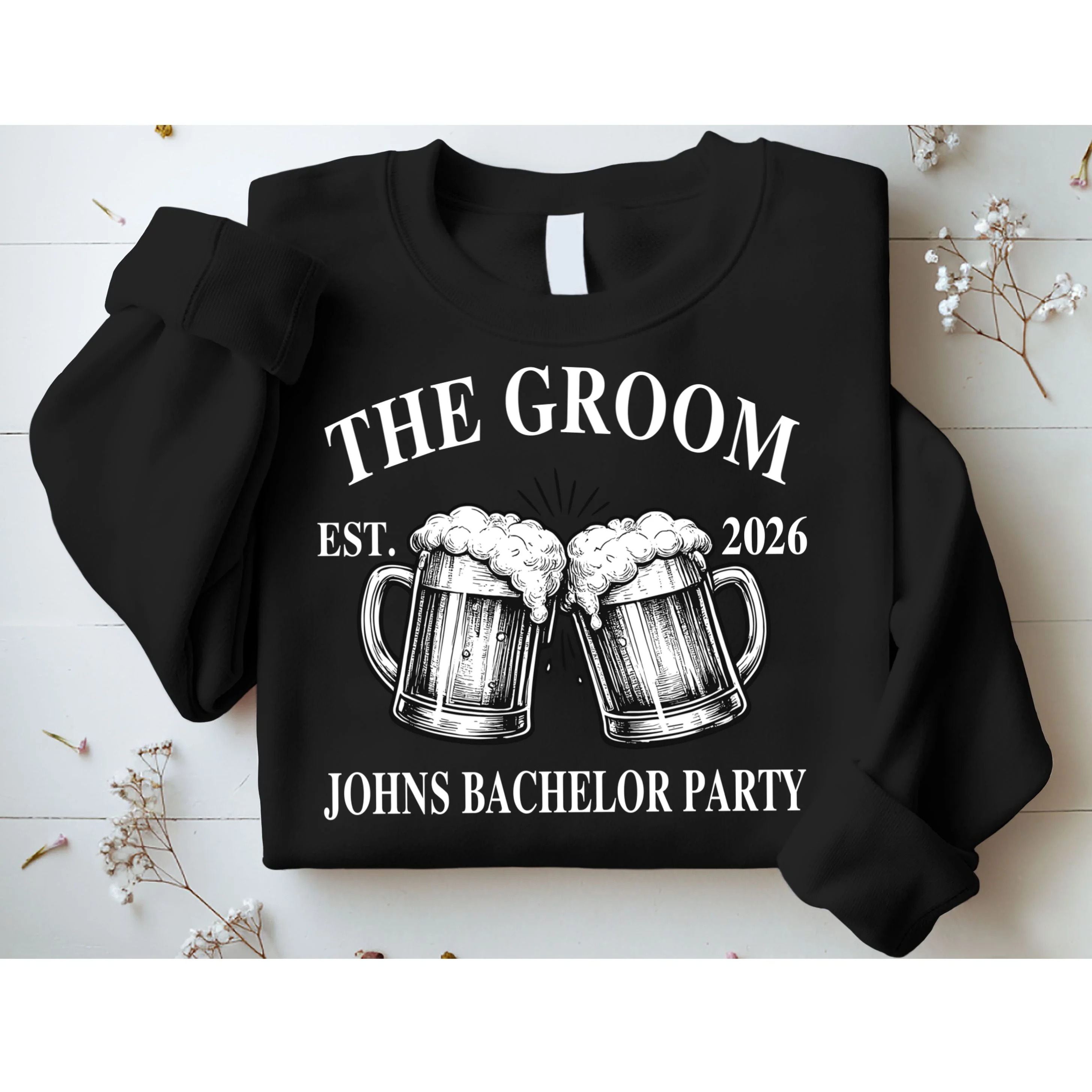 Custom Bachelor Party Beer Mug Personalized Sweatshirt - Front 1