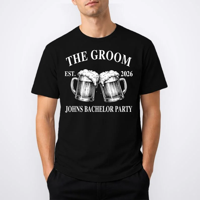 Custom Bachelor Party Beer Mug Personalized T-Shirt - Front 1