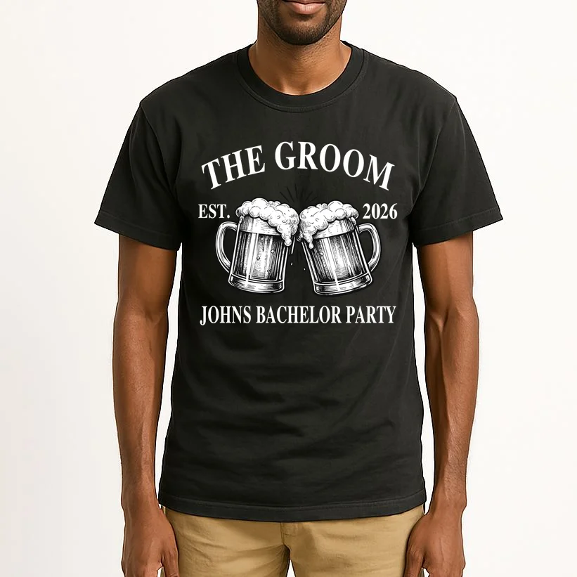 Custom Bachelor Party Beer Mug Personalized Tall T-Shirt - Front 1