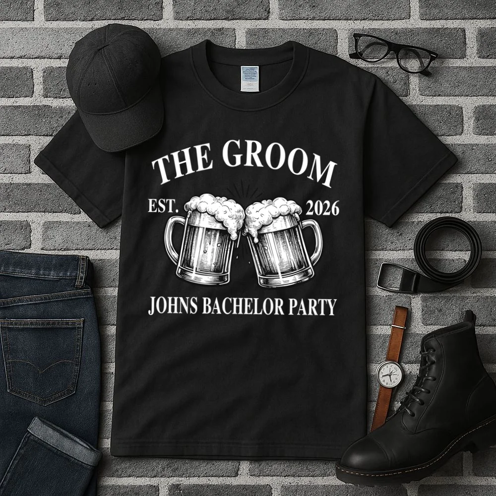 Custom Bachelor Party Beer Mug Personalized Tall T-Shirt - Front 2