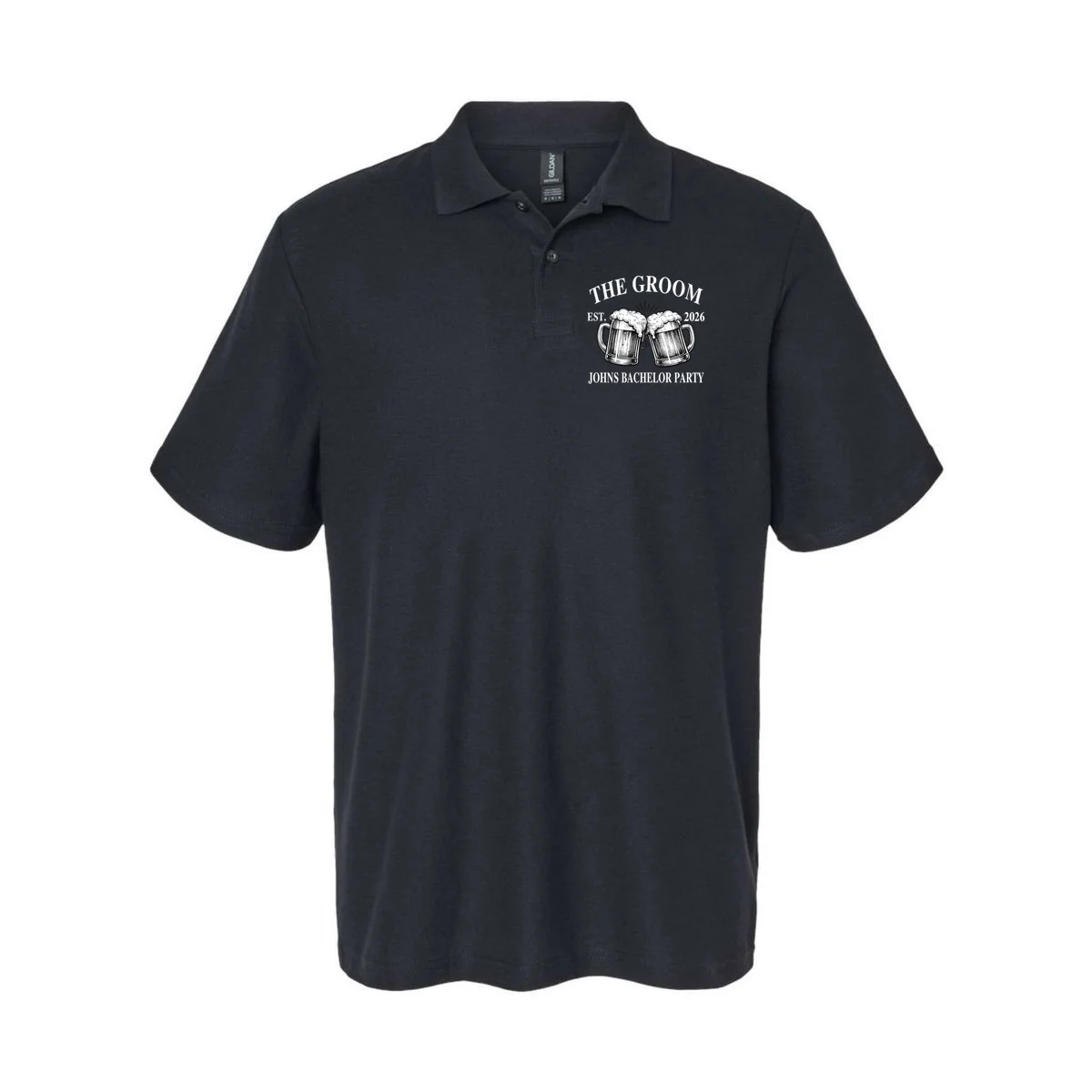 Custom Bachelor Party Beer Mug Personalized Men's Polo - Front