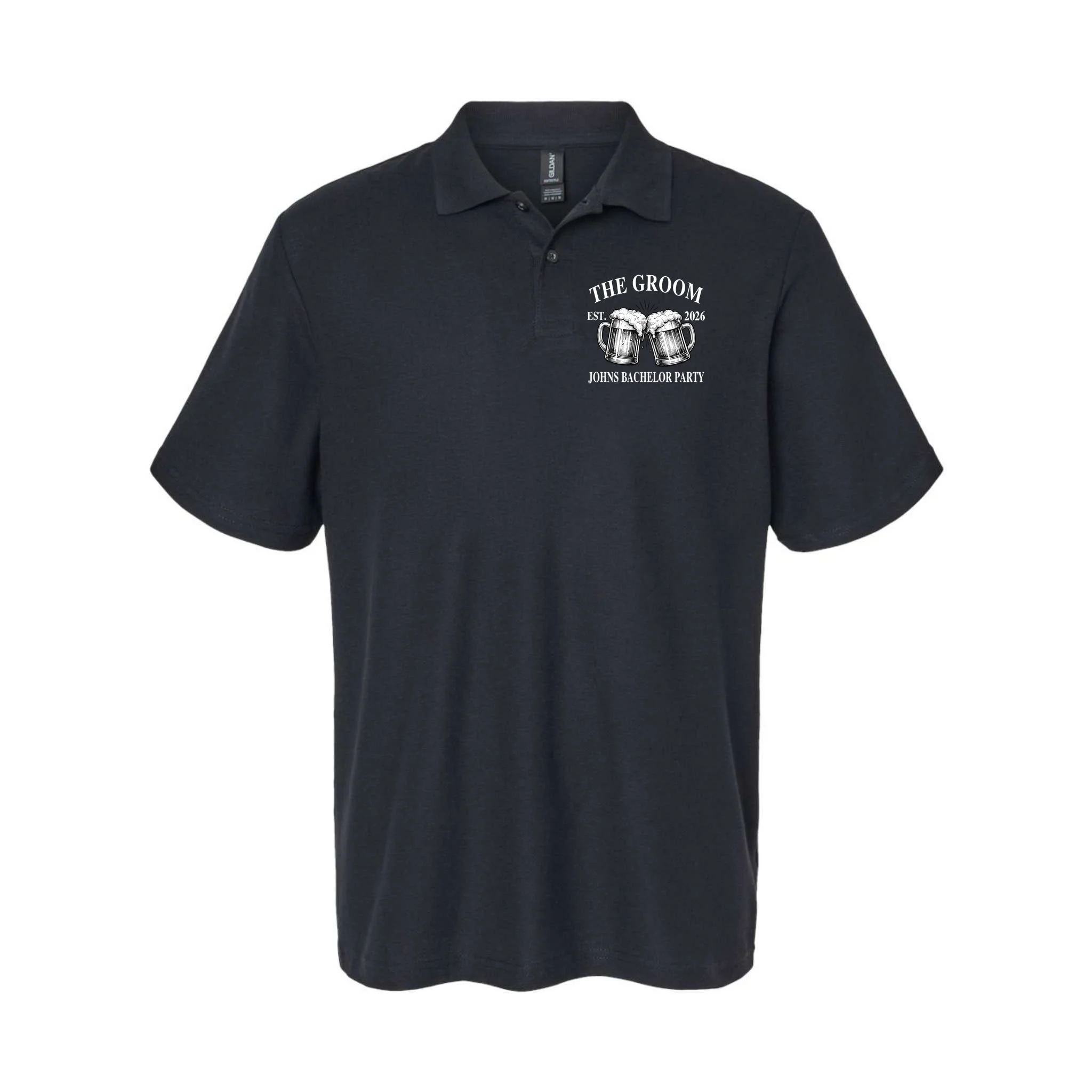 Custom Bachelor Party Beer Mug Personalized Polo Shirt Front