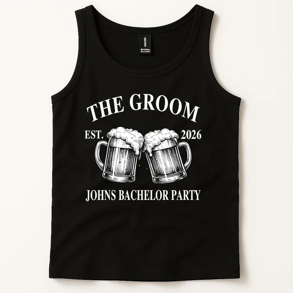Custom Bachelor Party Beer Mug Personalized Tank Top - Front 1