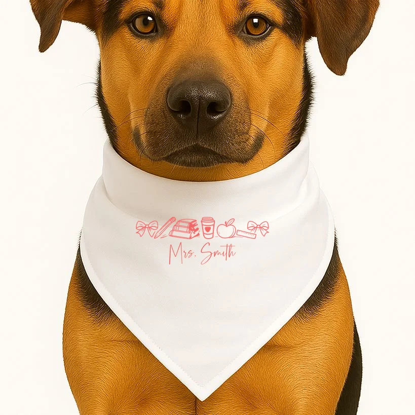 Teacher Name Custom Dog Bandana - Front 1