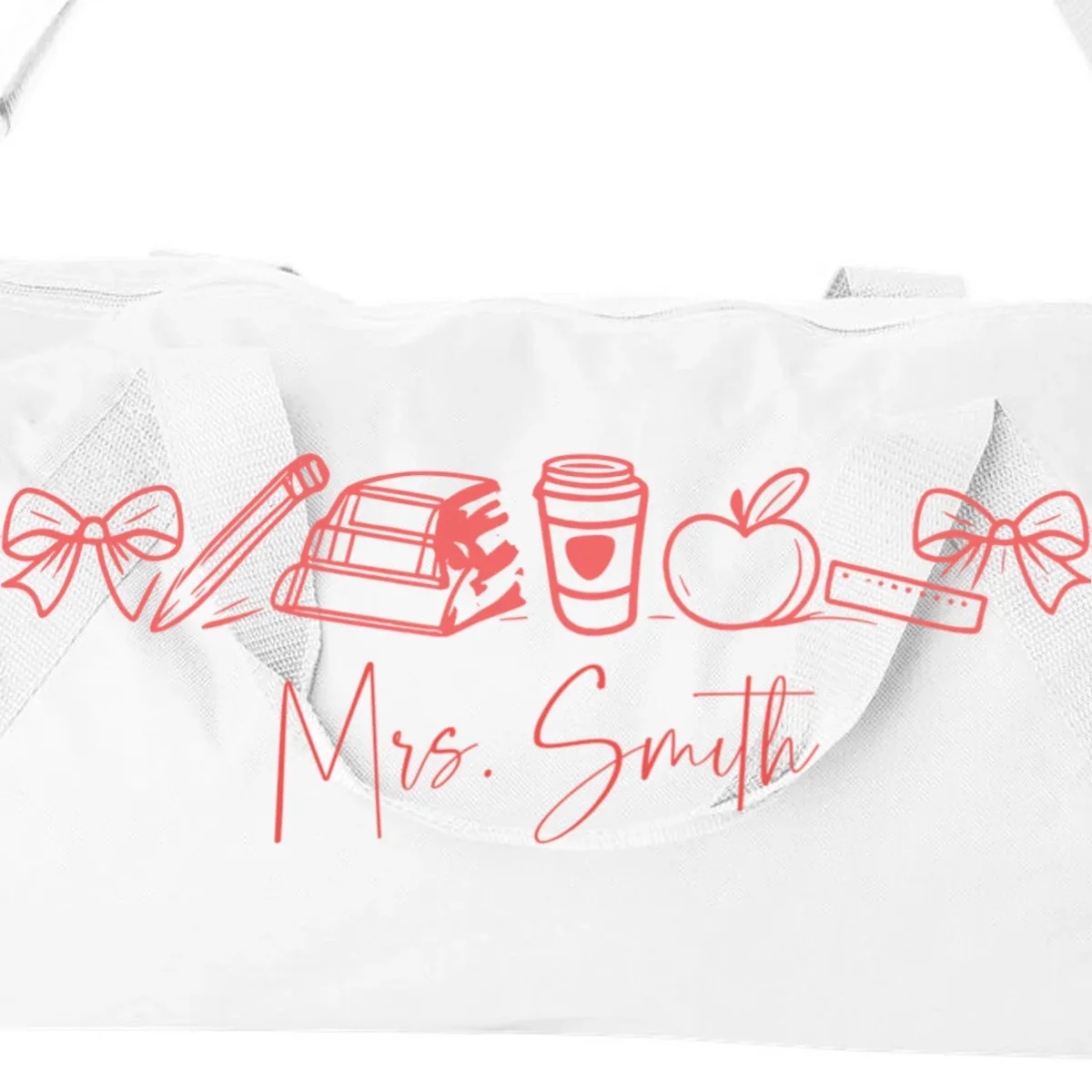 Teacher Name Custom Duffel Bag - Front - Close-up