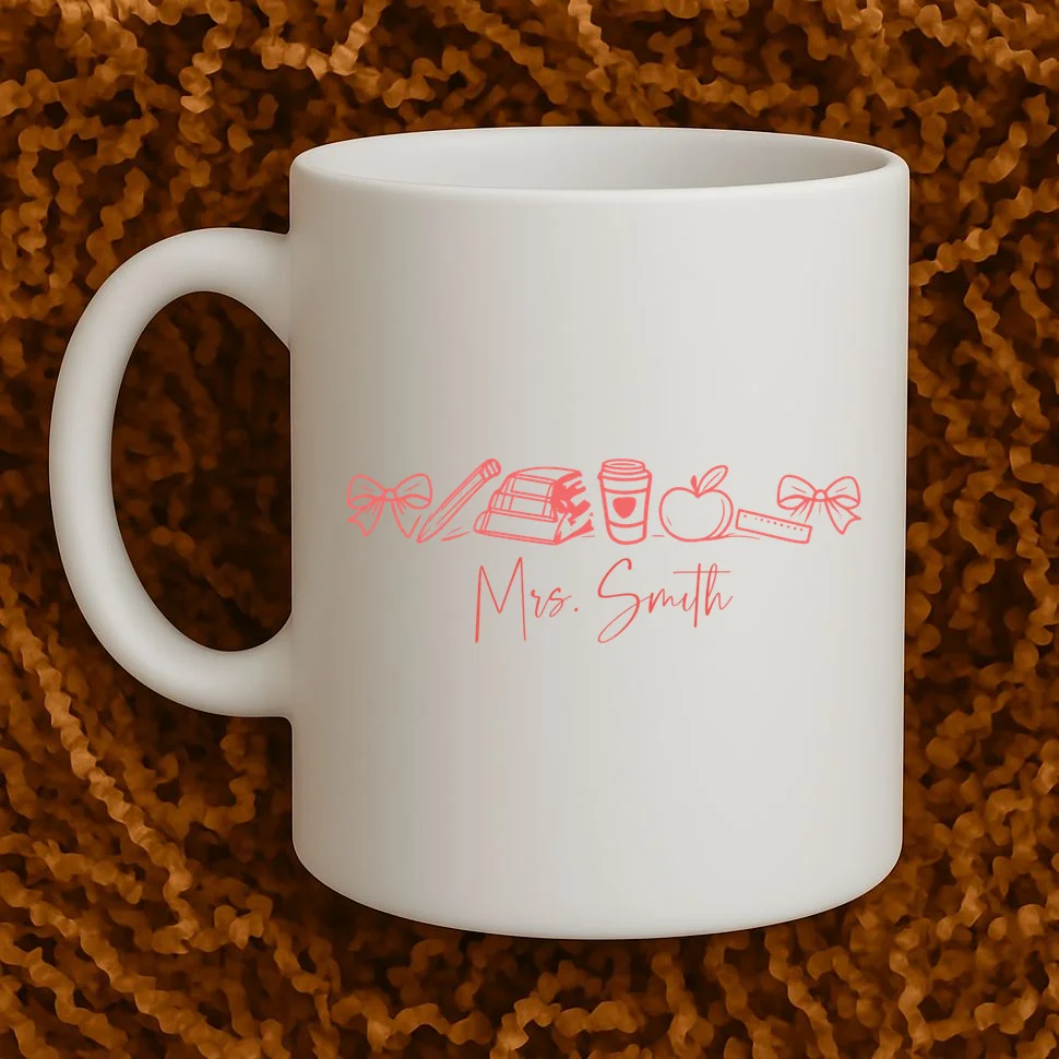 Teacher Name Custom Coffee Mug - Front 1