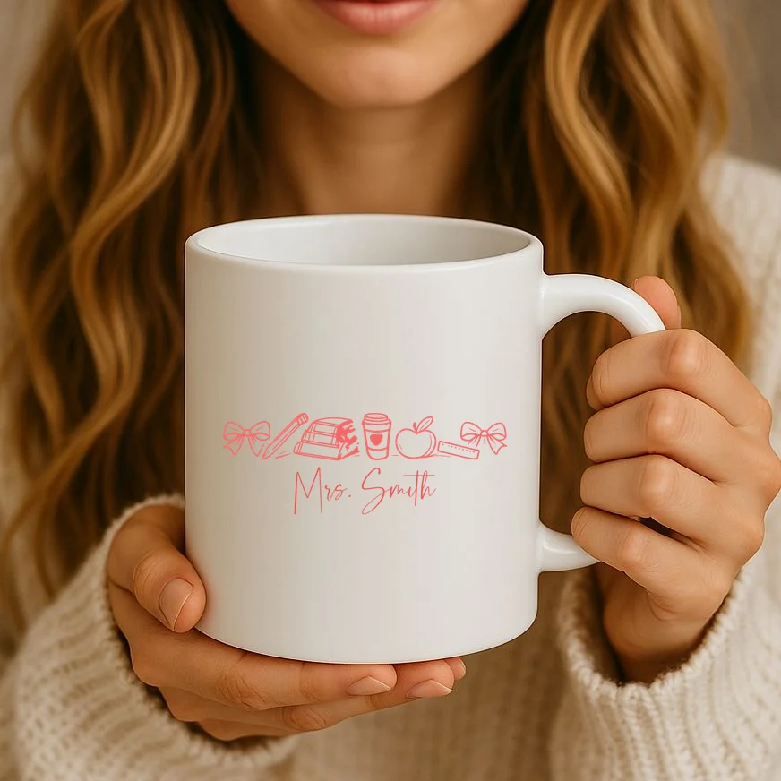 Teacher Name Custom Coffee Mug - Front 2