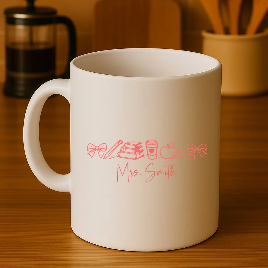 Teacher Name Custom Coffee Mug - Front 3