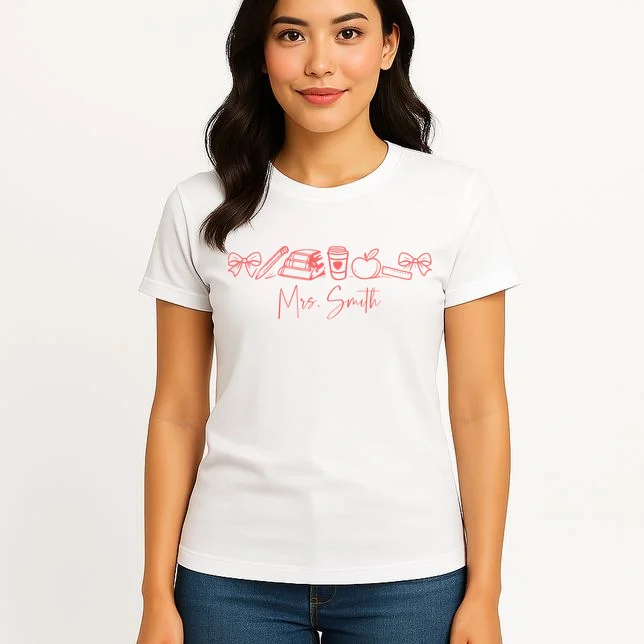 Teacher Name Custom Women's T-Shirt - Front 3