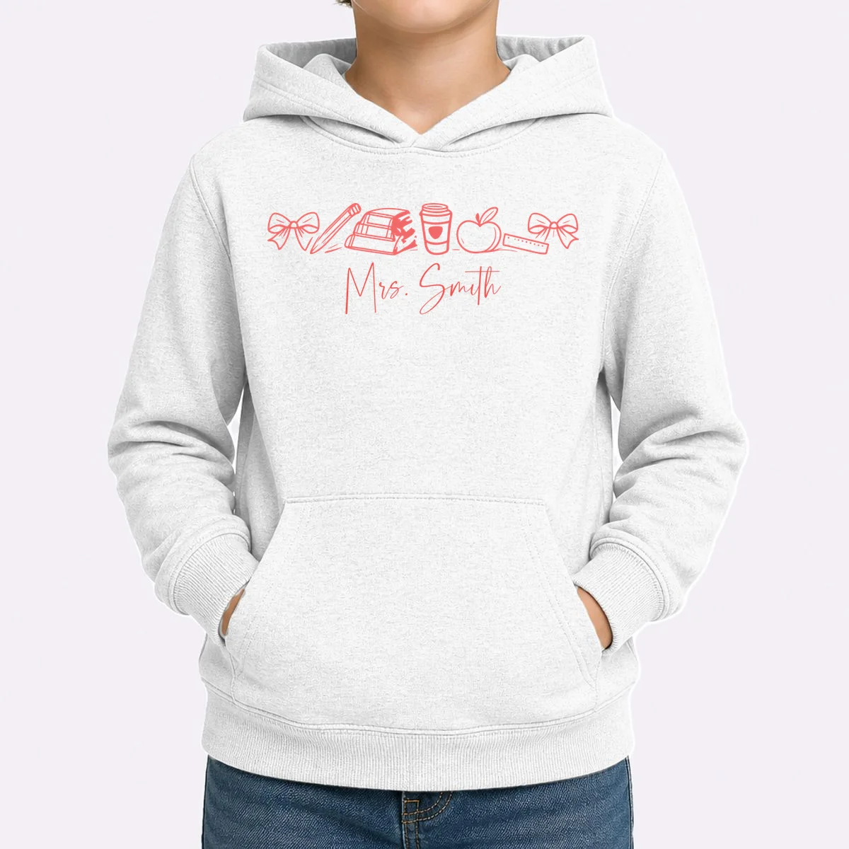 Teacher Name Custom Kids Hoodie - Front 1