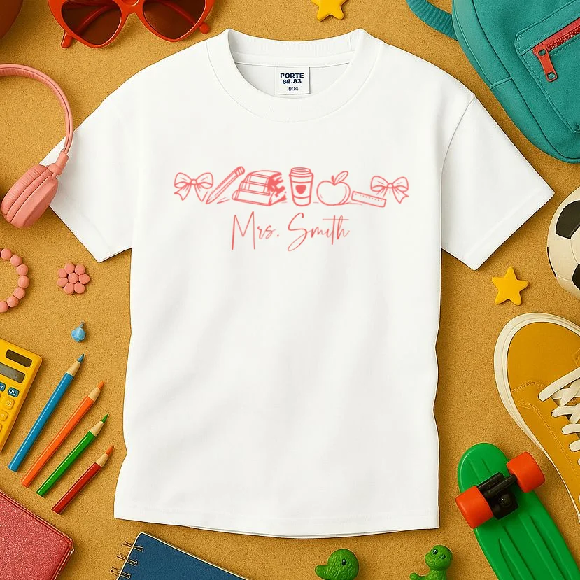 Teacher Name Custom Kids T-Shirt - Front 2