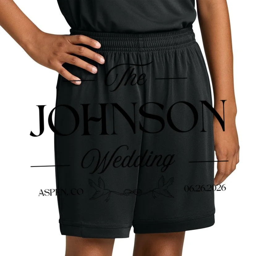 The Wedding Love Birds Name Location Data Kids Shorts - Front 1